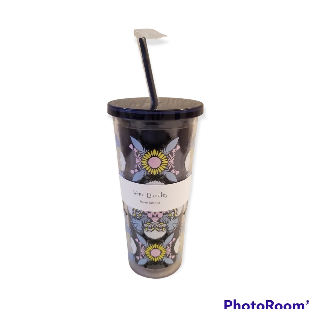 Vera Bradley double wall tumbler Plaxa Medallion Pink